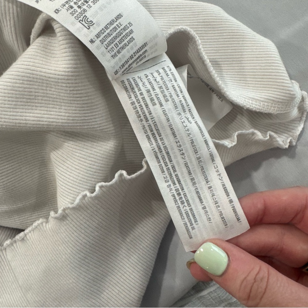 Abercrombie & Fitch White Ribbed Long Sleeve Top Large - Picture 5 of 8